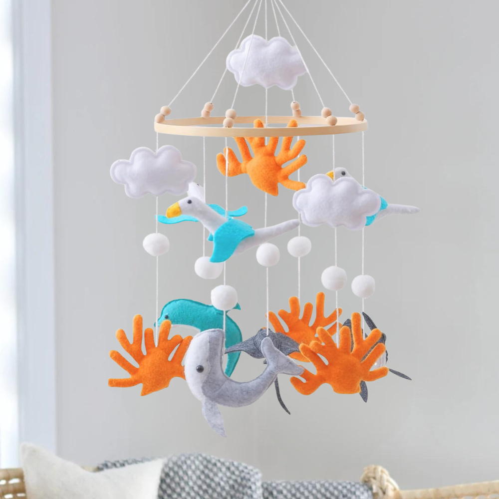 Baby Mobile Handcrafted Nolibooshop - Seagulls and Ocean